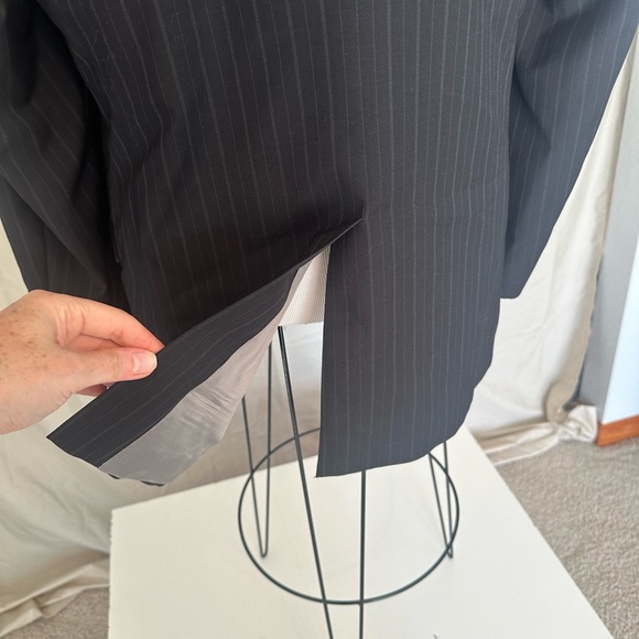 Pinstripe Palm Beach men’s suit jacket blazer 39 regular Delberts clothing black - Picture 8 of 15